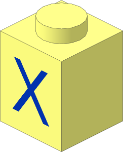 Brick  1 x  1 with Blue "X" Pattern