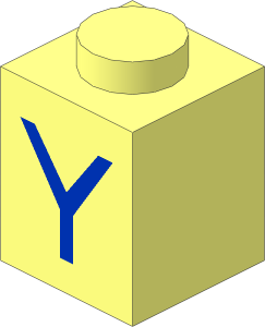 Brick  1 x  1 with Blue "Y" Pattern