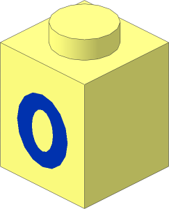Brick  1 x  1 with Blue Bold "0" Pattern