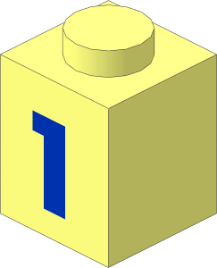 Brick  1 x  1 with Blue Bold "1" Pattern