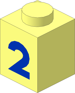Brick  1 x  1 with Blue Bold "2" Pattern