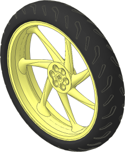 Wheel 24 x 107 Motorcycle with  7 Spokes with Tyre 27/ 48 x 107 Motorcycle with Racing Tread