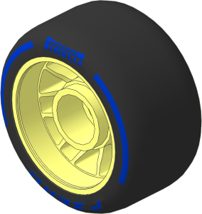 Wheel 13.4 x 24 with Rubber Black Integral Smooth Racing Tyre with Yellow "PIRELLI P ZERO" Pattern