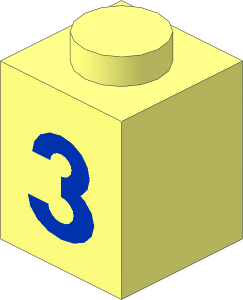 Brick  1 x  1 with Blue Bold "3" Pattern