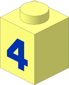 Brick  1 x  1 with Blue Bold "4" Pattern