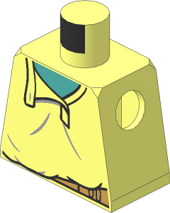 Minifig Torso with Shirt with Open Collar and Light Bluish Grey Wrinkles and Dark Tan Belt Pattern