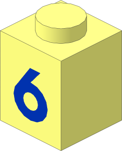 Brick  1 x  1 with Blue Bold "6" Pattern