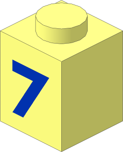 Brick  1 x  1 with Blue Bold "7" Pattern