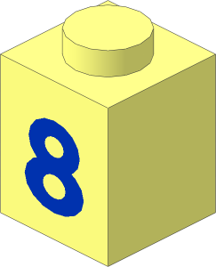 Brick  1 x  1 with Blue Bold "8" Pattern