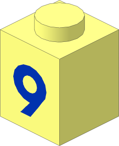 Brick  1 x  1 with Blue Bold "9" Pattern