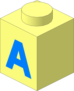 Brick  1 x  1 with Lightblue "A" Pattern