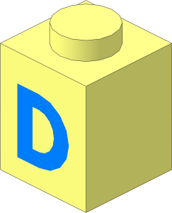 Brick  1 x  1 with Lightblue "D" Pattern