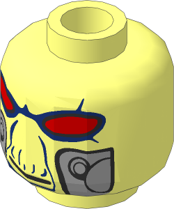 Minifig Head with Red Glasses, Blue Nose, Breathing Apparatus Pattern