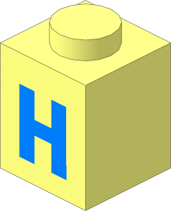 Brick  1 x  1 with Lightblue "H" Pattern