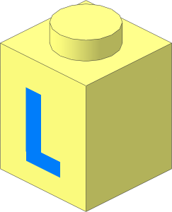 Brick  1 x  1 with Lightblue "L" Pattern