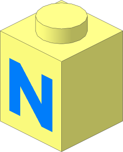Brick  1 x  1 with Lightblue "N" Pattern