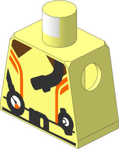 Minifig Torso with Diving Suit, Orange Stripes, Belt, Pressure Gauge and Breathing Hose Pattern