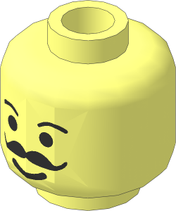 Minifig Head Moustache Curly and Full, Plain Eyebrows Pattern