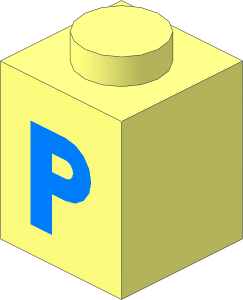 Brick  1 x  1 with Lightblue "P" Pattern