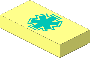 Tile  1 x  2 with Dark Turquoise EMT Star of Life Pattern