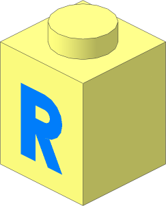 Brick  1 x  1 with Lightblue "R" Pattern
