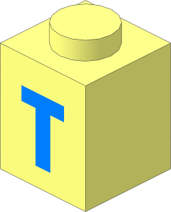 Brick  1 x  1 with Lightblue "T" Pattern