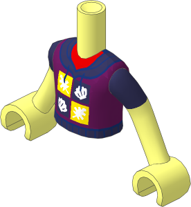 Figure Friends Boy Torso with Arms and Dark Azure Hoodie with Coral Short Sleeves Pattern