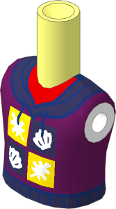 Figure Friends Boy Torso with Coral and Dark Azure Hoodie with Coral and Yellow Squares Pattern