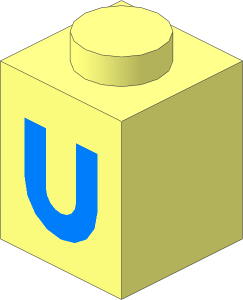 Brick  1 x  1 with Lightblue "U" Pattern