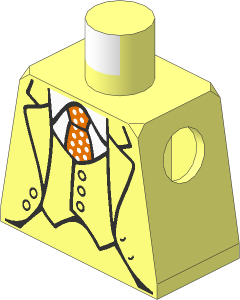 Minifig Torso with Three Piece Suit over Dark Orange Polka Dot Tie Pattern