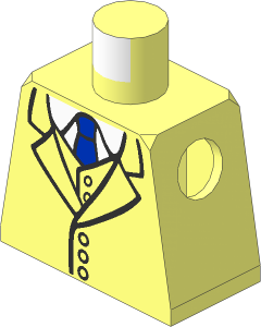 Minifig Torso with Buttoned Three Piece Suit and Blue Tie Pattern