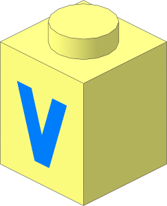 Brick  1 x  1 with Lightblue "V" Pattern