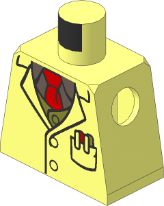 Minifig Torso with Red Tie, Olive Vest and Lab Coat Pattern
