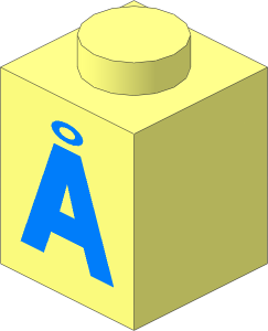 Brick  1 x  1 with Lightblue "Å" (A Ring) Pattern