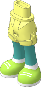 Figure Friends Hips and Legs with Shorts  with Medium Tan Legs, Lime Shoes with White Laces, Soles and Socks Pattern