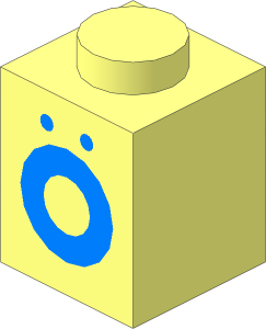 Brick  1 x  1 with Lightblue "Ö" (O Dieresis) Pattern