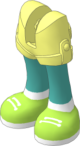 Figure Friends Legs with Shorts with Medium Tan Legs, Lime Shoes with White Laces, Soles and Socks Pattern