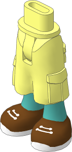 Figure Friends Hips and Legs with Cargo Pants with Medium Tan Legs, Medium Azure Shoes with White Laces and Soles Pattern