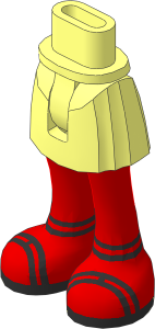 Figure Friends Hips and Legs with Short Skirt with Medium Nougat Legs and Silver Double Ankle and Foot Straps Sandals Pattern