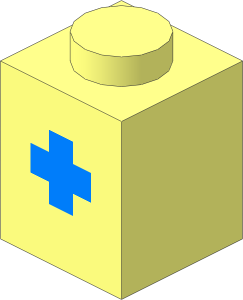 Brick  1 x  1 with Lightblue Plus Pattern