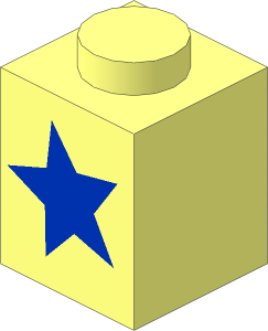 Brick  1 x  1 with Blue Star Pattern