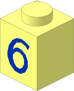 Brick  1 x  1 with Blue "6" Pattern Type 2