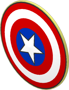 Minifig Shield Round Bowed with Red and White Concentric Rings, Star in Blue Circle Pattern