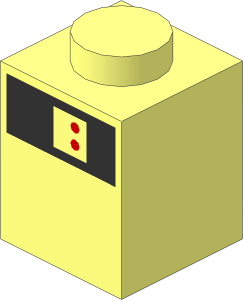 Brick  1 x  1 with Metallic Silver Boxes and 2 Red Dots on Black Background Pattern