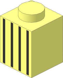 Brick  1 x  1 with  4 Metallic Silver Stripes Pattern