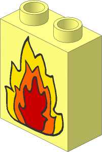 Duplo Brick  1 x  2 x  2 with Fire Pattern