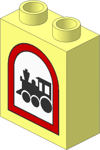 Duplo Brick  1 x  2 x  2 with Road Sign Train Pattern