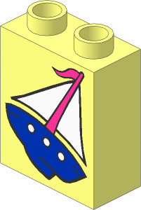 Duplo Brick  1 x  2 x  2 with Sailboat Pattern