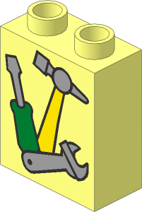 Duplo Brick  1 x  2 x  2 with Screwdriver, Hammer and Wrench Tools Pattern
