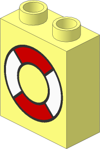 Duplo Brick  1 x  2 x  2 with Lifepreserver Pattern
